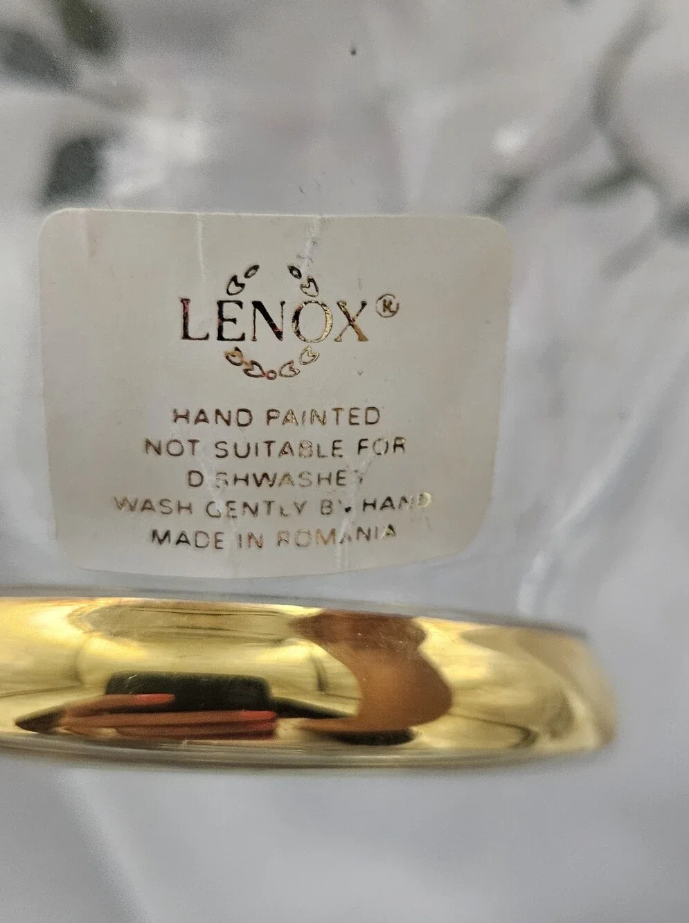 Lenox Pink and Gold Hand-Painted Glass Vase